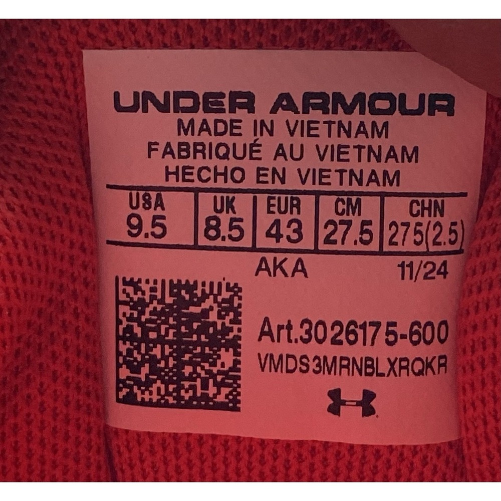 Under Armour Sneakers Mens 9.5 Charged Assert 10 Red 3026175-600 Athletic Shoes - Picture 8 of 10
